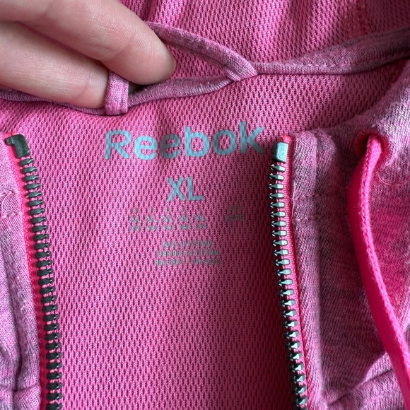Reebok Athletic Full Zip PlayDry Lightweight Hoodie Breast Cancer Ribbon XL Pink - Picture 2 of 3